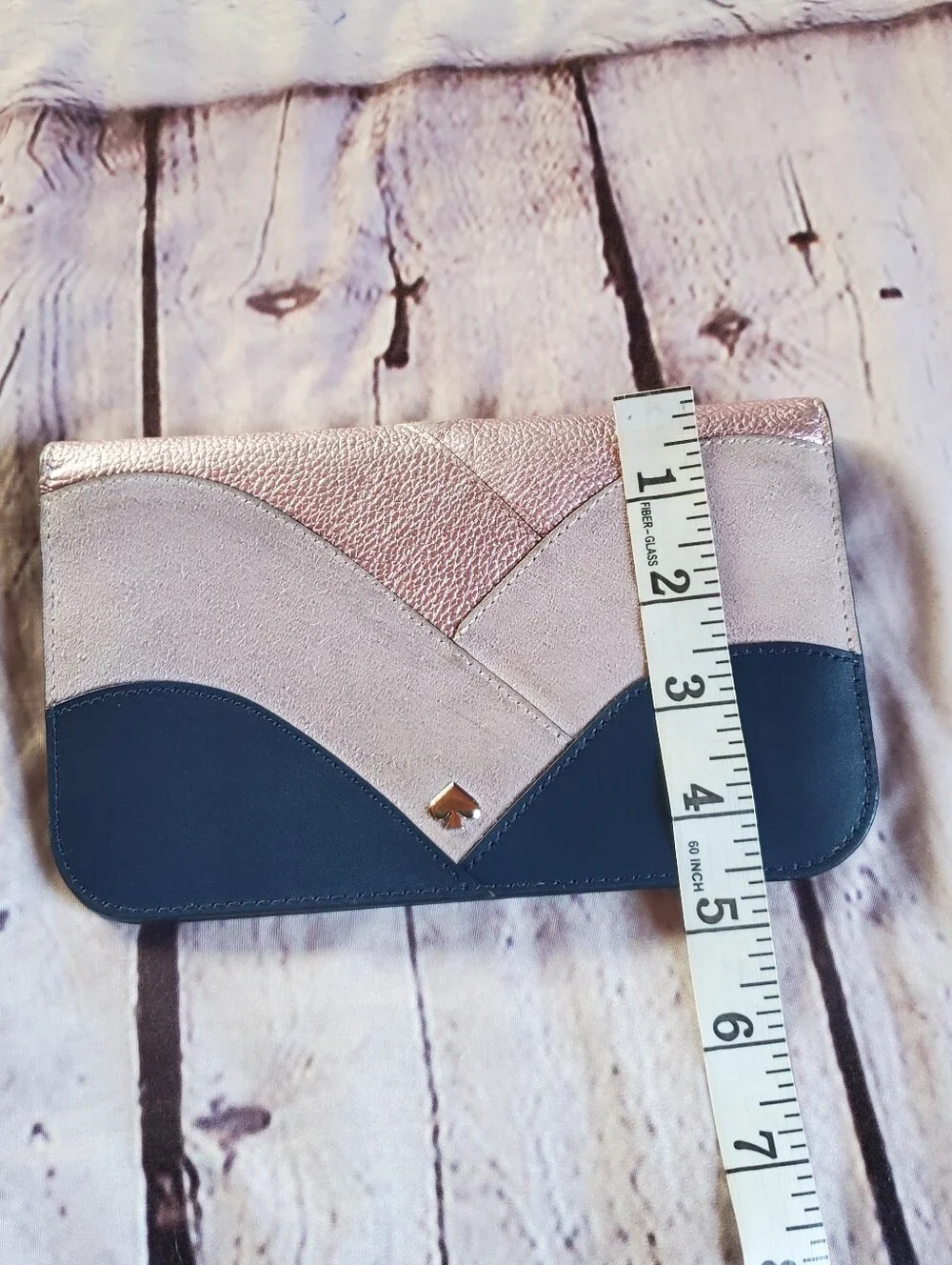 Kate Spade Nadine Patchwork Medium Clutch Wallet Colorblock Suede Designer
